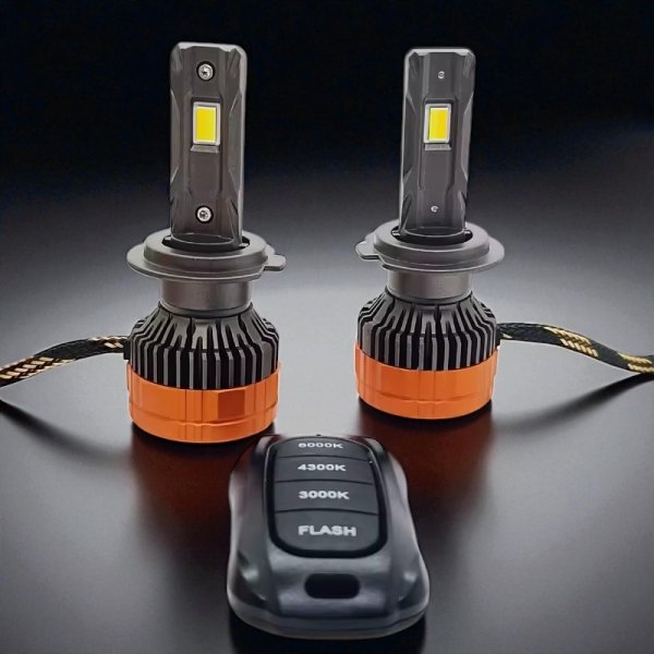 Светодиодная LED лампа H7 75W с регулировкой цвета 3000K/4300K/6500K + стробоскоп для авто