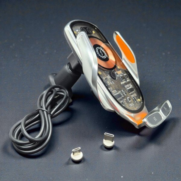 Автомобільний тримач GS V6 CyberPunk з подвійною зарядкою: 15W Wireless + 66W PD Magnetic