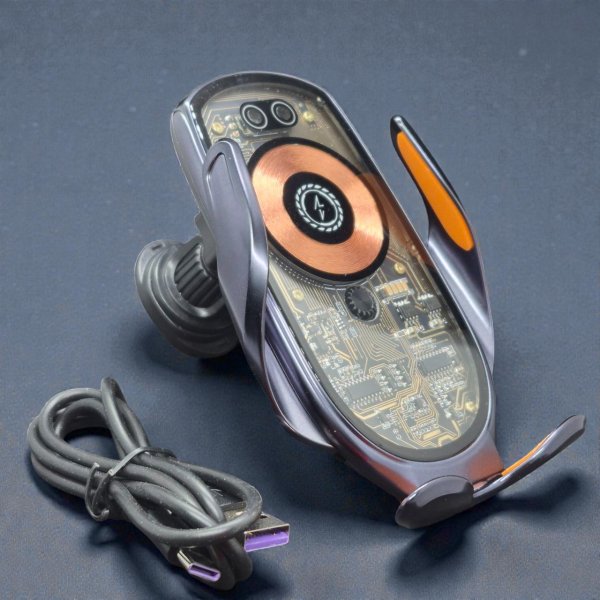 Автомобильный держатель GS V6S CyberPunk с беспроводной зарядкой Qi 15W