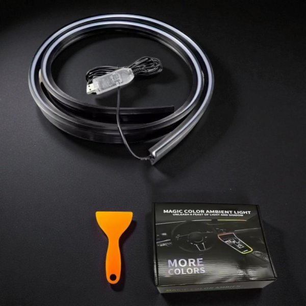 LED Стрічка під Лобове Скло (USB, 1.4м) – Біла, Преміум Інтер'єрний Тюнінг та Декор
