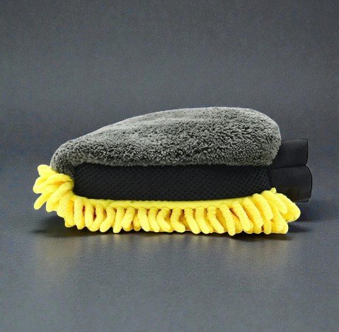 Рукавичка для мойки авто 3-в-1 с микрофиброй и шинелью — профессиональный детейлинг без царапин, двусторонняя губка-варежка для безопасного ухода за автомобилем