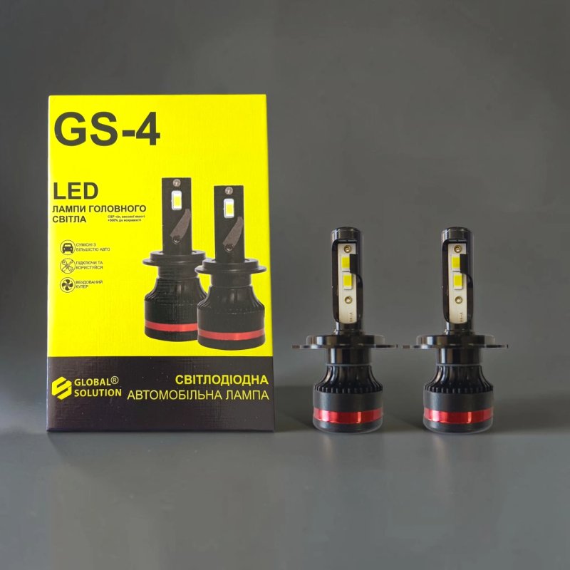 Світлодіодні автомобільні лампи H4 Global Solution Серія GS-4 60W/К-Т 8000Lm 6000K 9-32V
