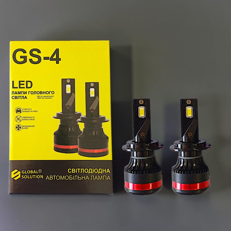 Світлодіодні автомобільні лампи H7 Global Solution Серія GS-4 60W/К-Т 8000Lm 6000K 9-32V