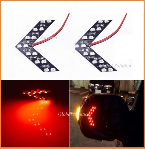 LED Повторители поворотов на боковые зеркала в автомобиль (2 шт)  красного цвета