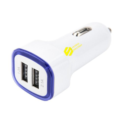 Автомобільний зарядний пристрій GS USB 2 порту 3.1А 12-24V (синій)