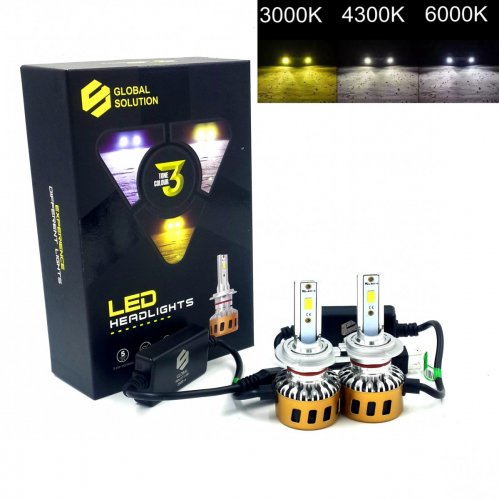 Светодиодные LED Лампы H7 3 Color 8000Lm