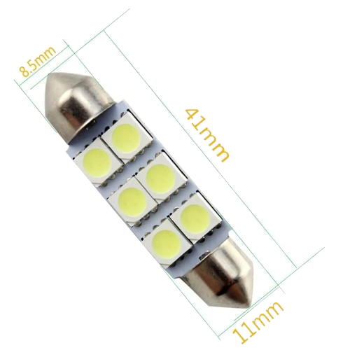 Світлодіодні лампи GS FS-5050-6SMD 41мм 12В Білий - яскраве та енергозберігаюче освітлення для автомобіля