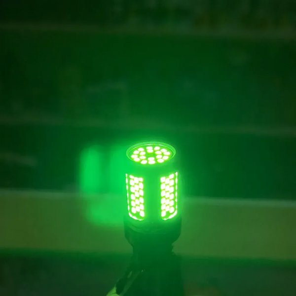 Светодиодная автолампа GS T20 7440 (W21W) 103 SMD-2016 CANBUS 12V зеленая | Коррекция поворотников | 500 Люмен