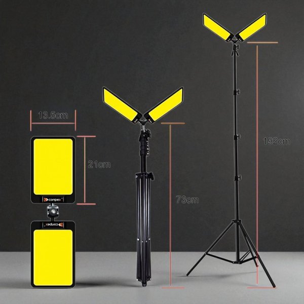 Професійний Світлодіодний Прожектор 11200 Lm на Штативі – Подвійний для Будівництва, СТО та Блекаутів