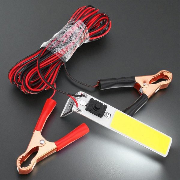 Автомобільна Світлодіодна Переноска 12-24V (360 Lm) – Лампа з Крокодилами для Гаража та Блекауту
