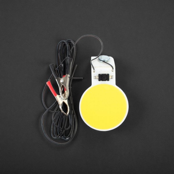 Круглая LED Переноска COB-52 (R75mm) – Фонарь 12V с Крокодилами и Магнитом для Блэкаута