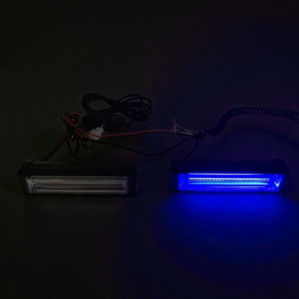 Надяскравий Стробоскоп СОВ (15 Режимів) – Синій/Червоний, Універсальне Живлення 12V/24V, Провід 3 Метри
