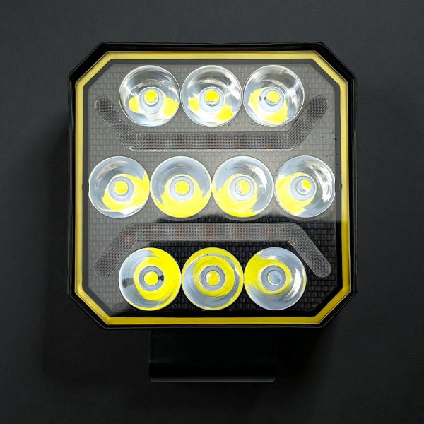  Профессиональная Дополнительная LED Фара 20 Вт Квадратная – Бело-Желтый Двухцветный Режим, 10 LED, Функция Стробоскопа (9-30В)
