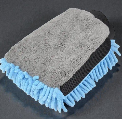 Рукавичка для мойки авто 3-в-1 с микрофиброй и шинелью — профессиональный детейлинг без царапин, двусторонняя губка-варежка для безопасного ухода за автомобилем