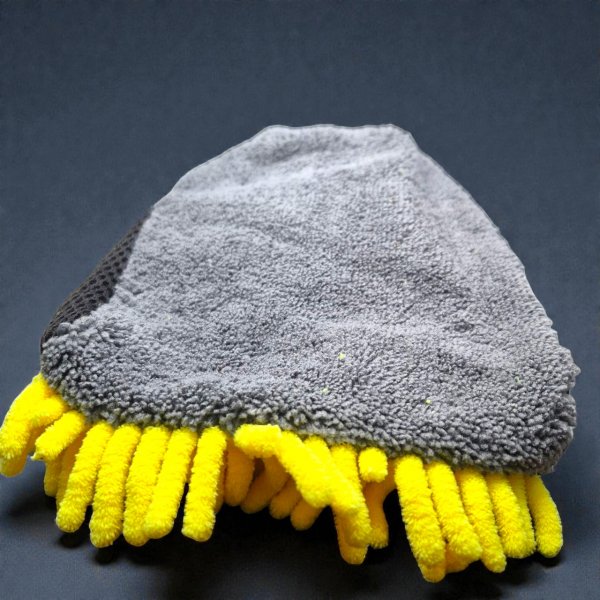 Рукавичка для мойки авто 3-в-1 с микрофиброй и шинелью — профессиональный детейлинг без царапин, двусторонняя губка-варежка для безопасного ухода за автомобилем