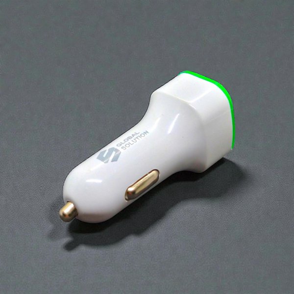 Автомобильное зарядное устройство GS USB 2.1A 12-24V на 2 порта (Зеленая подсветка) — Универсальное АЗУ