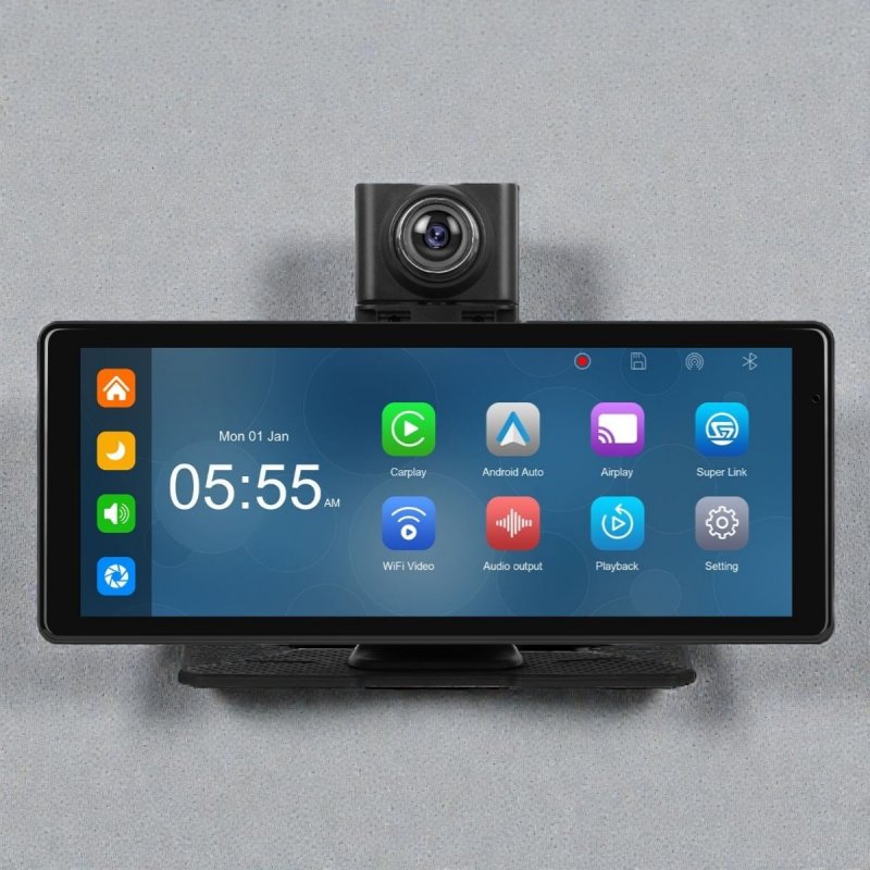 Портативный автомобильный дисплей 8.1" IPS — Wireless CarPlay, Android Auto и видеорегистратор 2.5K