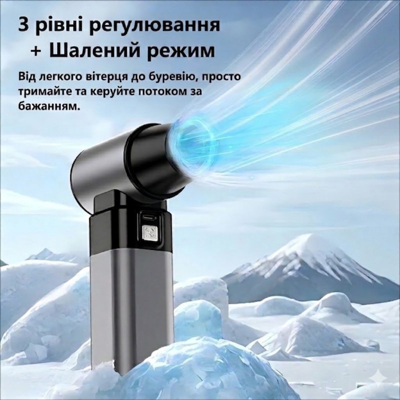 Аккумуляторный турбо-фен GS WK-JM07 Silver 300W — 80 000 об/мин, мощная беспроводная воздуходувка