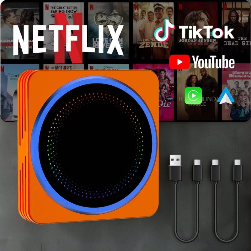 Мультимедійний адаптер 3-в-1 AI 015 Box — Бездротовий CarPlay / Android Auto з підтримкою YouTube, Netflix, TikTok
