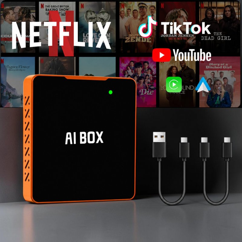 Бездротовий CarPlay / Android Auto AI BOX 011 — 4/32GB, Алюмінієвий корпус, Dual Wi-Fi
