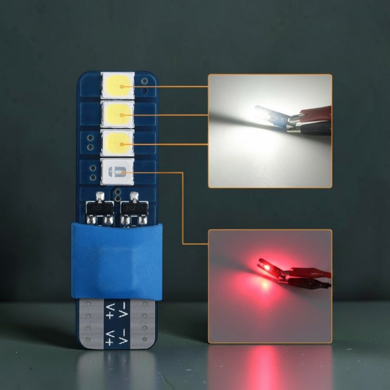 LED лампа GS 12V Т10-3030-8SMD (аналог лампи W5W) Білий/Червоний