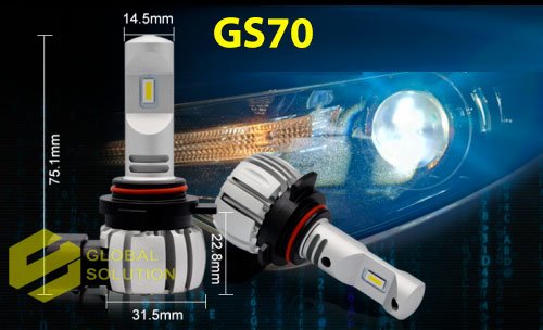 Автомобільна LED лампа Global Solution GS70 HIR2(9012) 20W 6000LM IP67 6000K